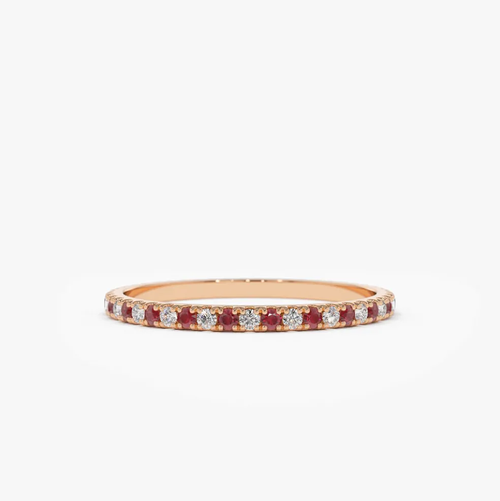 14K Ruby and Diamond Alternating Eternity Ring