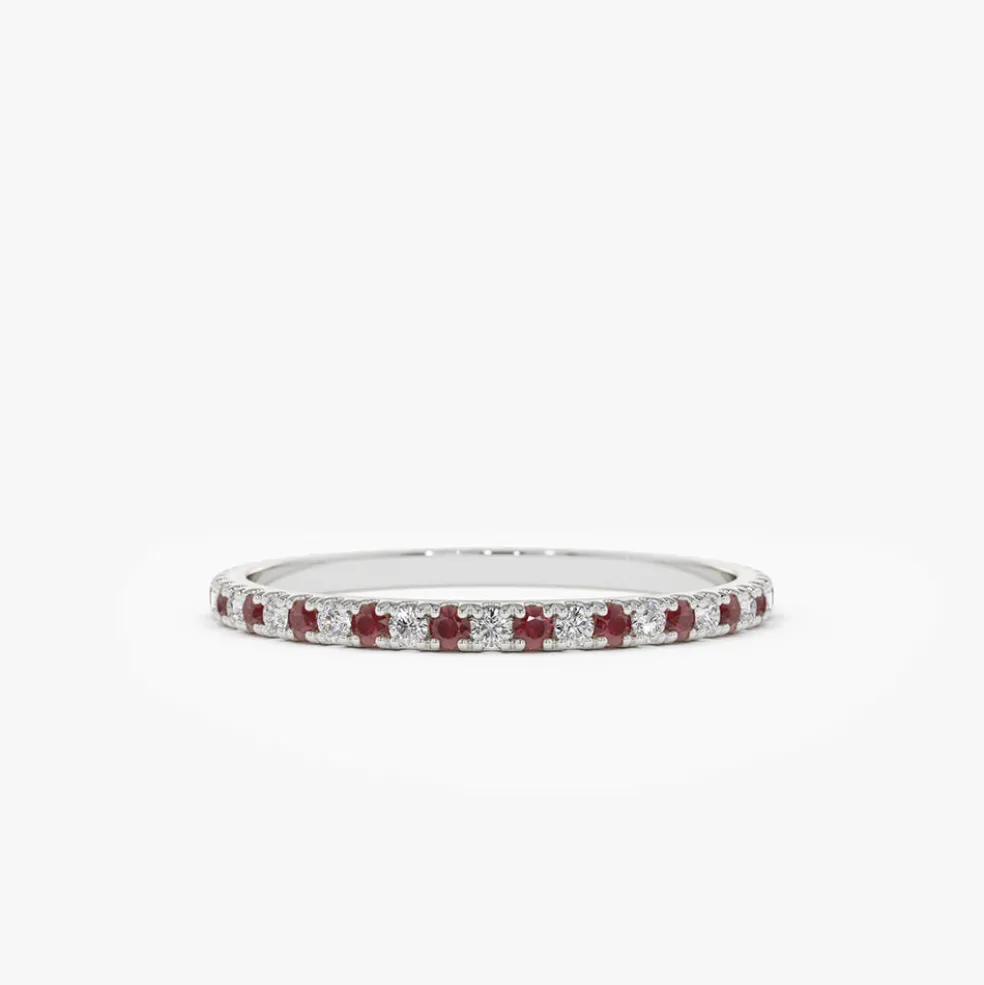 14K Ruby and Diamond Alternating Eternity Ring