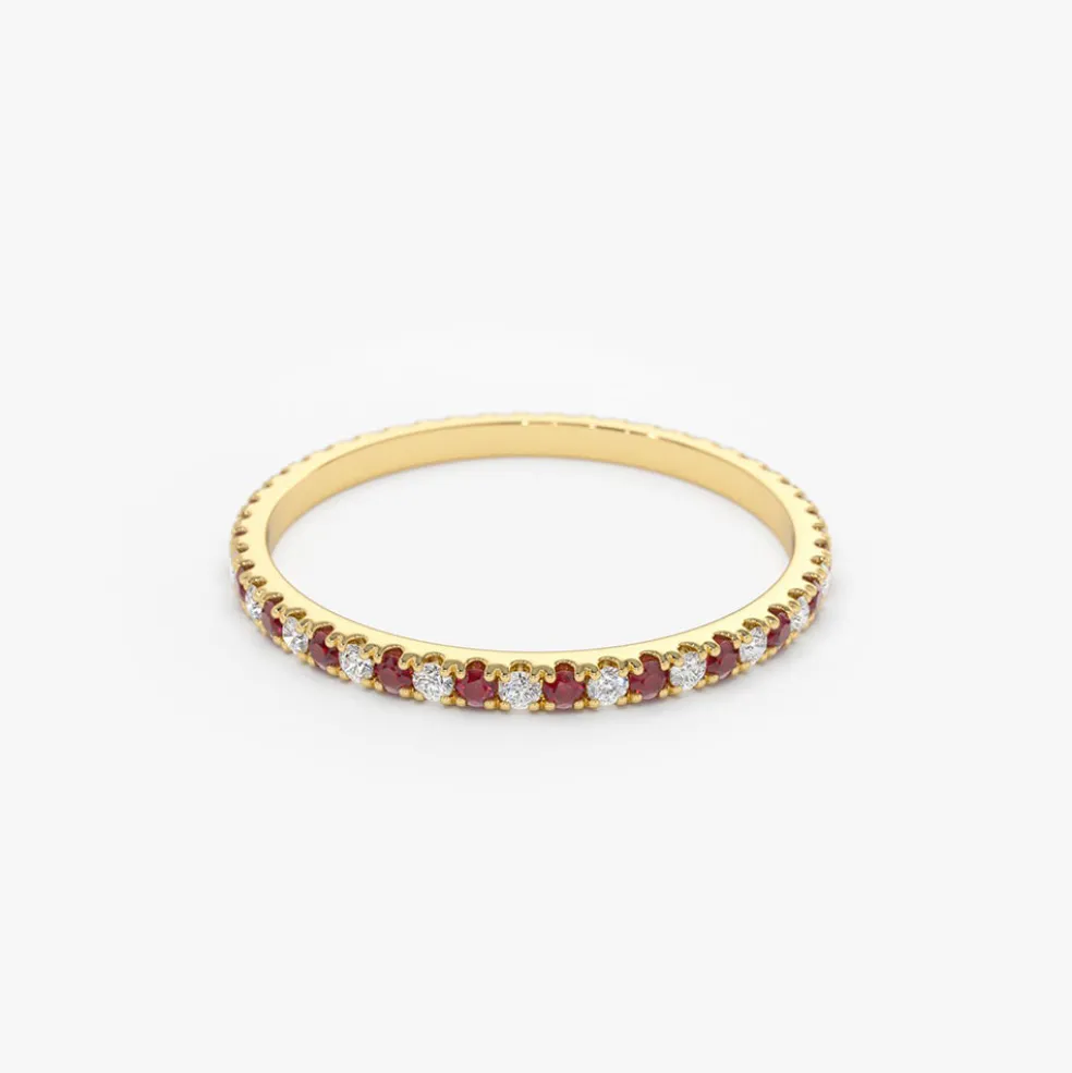 14K Ruby and Diamond Alternating Eternity Ring