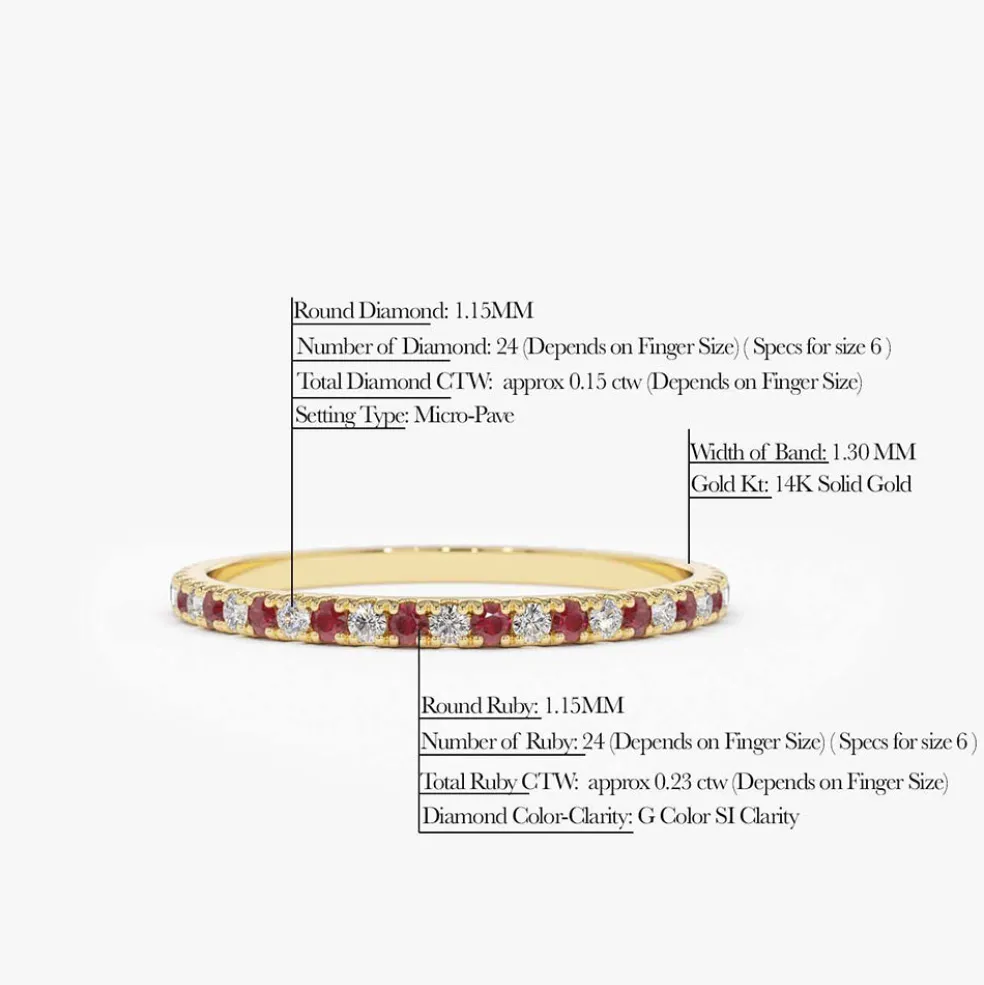 14K Ruby and Diamond Alternating Eternity Ring