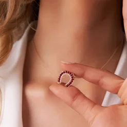14k Ruby and Diamond Horseshoe Pendant