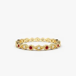 14k Ruby Art Deco Wedding Band