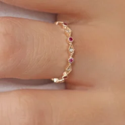14k Ruby Art Deco Wedding Band