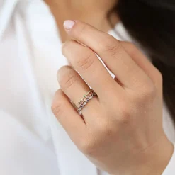 14k Ruby Art Deco Wedding Band