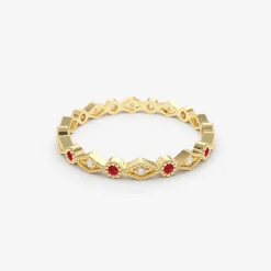 14k Ruby Art Deco Wedding Band