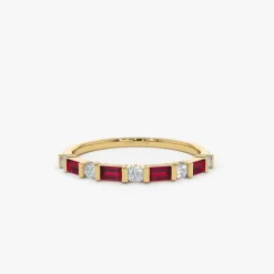 14k Ruby Baguette and Diamond Stackable Wedding Ring