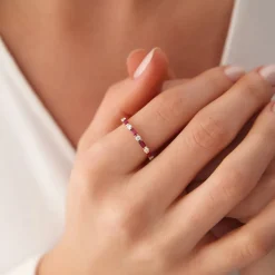 14k Ruby Baguette and Diamond Stackable Wedding Ring