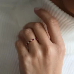 14k Ruby Baguette and Diamond Stackable Wedding Ring