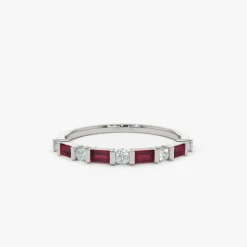 14k Ruby Baguette and Diamond Stackable Wedding Ring
