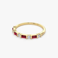 14k Ruby Baguette and Diamond Stackable Wedding Ring