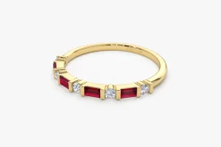 14k Ruby Baguette and Diamond Stackable Wedding Ring