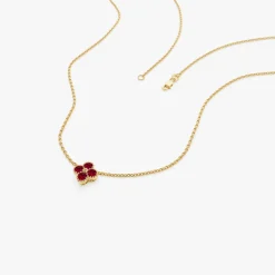 14k Ruby Clover Beaded Necklace