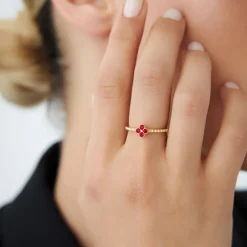 14k Ruby Clover Ring