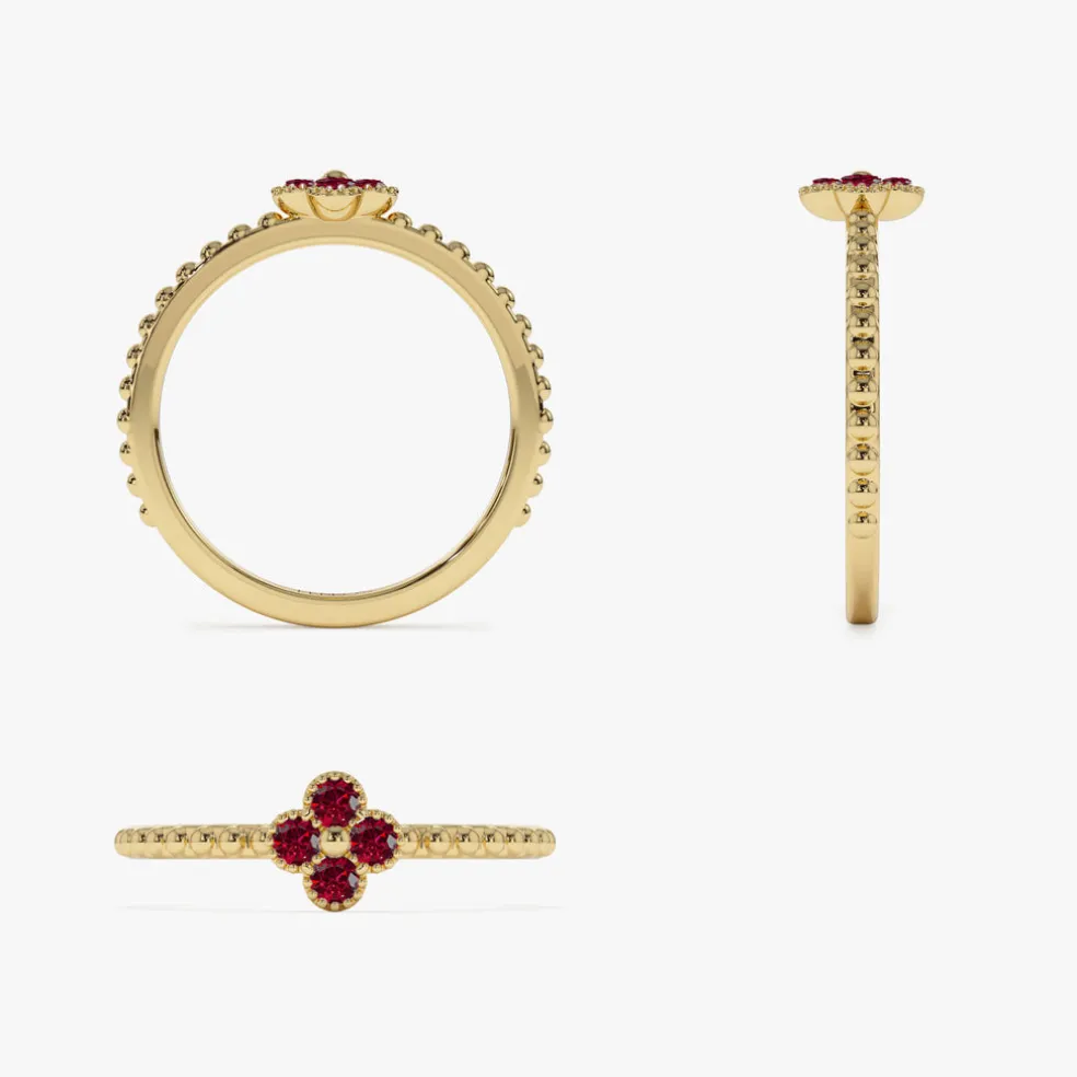 14k Ruby Clover Ring