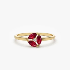 14k Ruby Cluster Diamond Ring