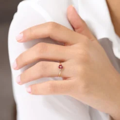 14k Ruby Cluster Diamond Ring