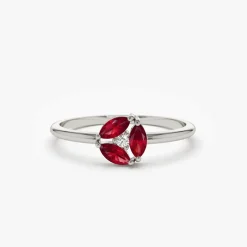 14k Ruby Cluster Diamond Ring