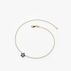 14k Sapphire and Diamond Flower Charm Bracelet