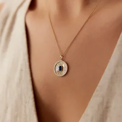 14K Sapphire and Diamond Medallion Necklace