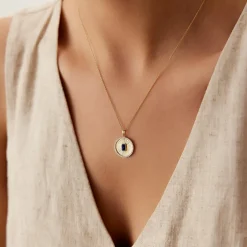 14K Sapphire and Diamond Medallion Necklace