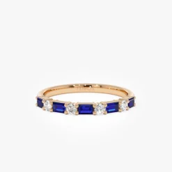 14k Sapphire and Diamond Prong Setting Ring