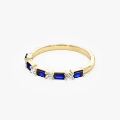14k Sapphire and Diamond Prong Setting Ring