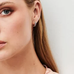 14k Sapphire and Round Diamond Hoop Earrings