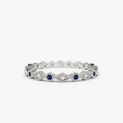 14k Sapphire Art Deco Wedding Band