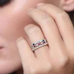 14k Sapphire Baguette and Diamond Ring