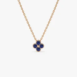 14k Sapphire Clover Beaded Necklace