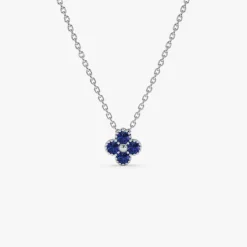 14k Sapphire Clover Beaded Necklace