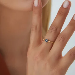 14k Sapphire Clover Ring