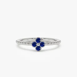 14k Sapphire Clover Ring