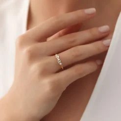 14K Scattered Baguette and Round Diamond Ring