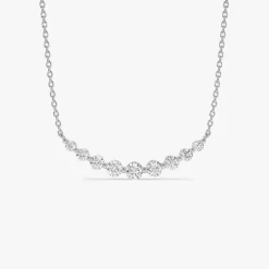 14K Shared Prong Curved Diamond Necklace