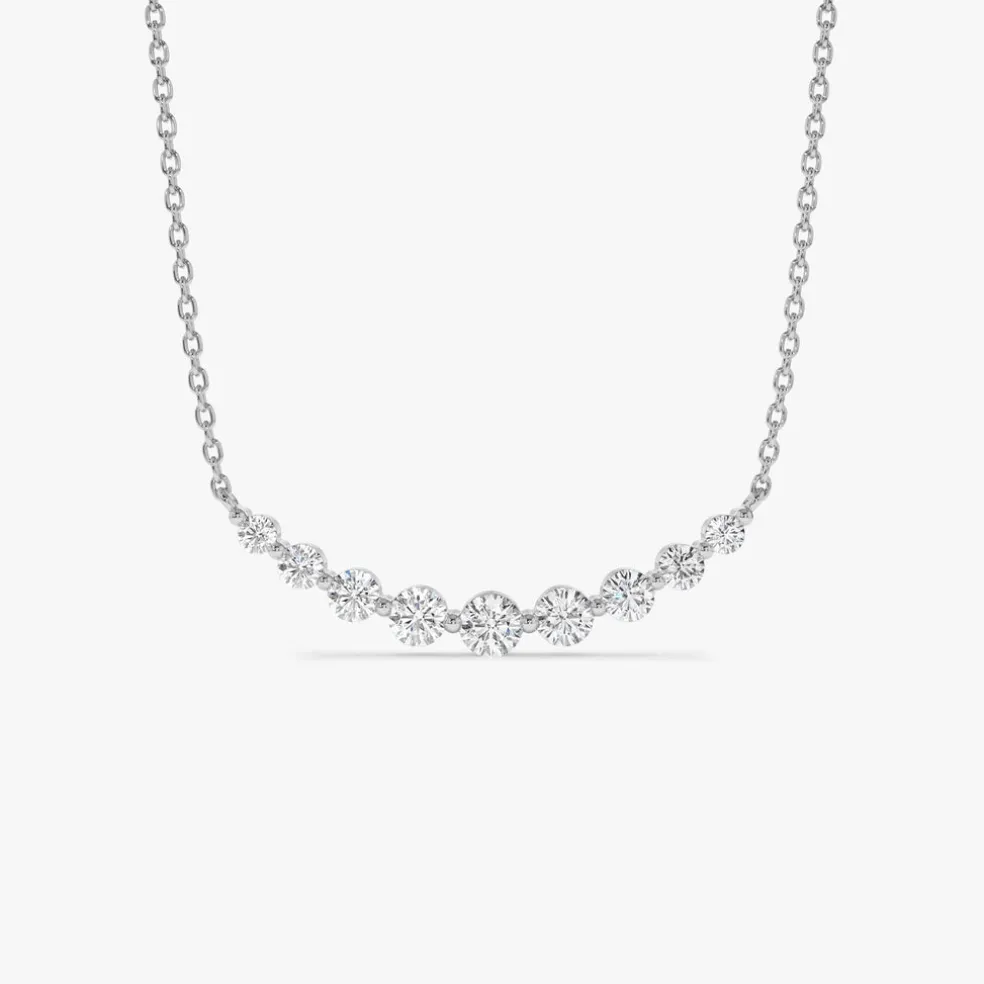 14K Shared Prong Curved Diamond Necklace