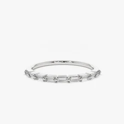 14K Shared Prong Half Eternity Baguette Diamond Ring