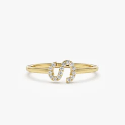 14k Sideways Diamond Letter Personalized Ring