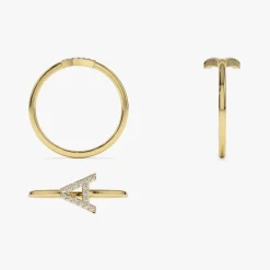 14k Sideways Diamond Letter Personalized Ring