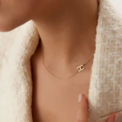 14k Sideways Initial Necklace