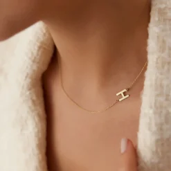 14k Sideways Initial Necklace