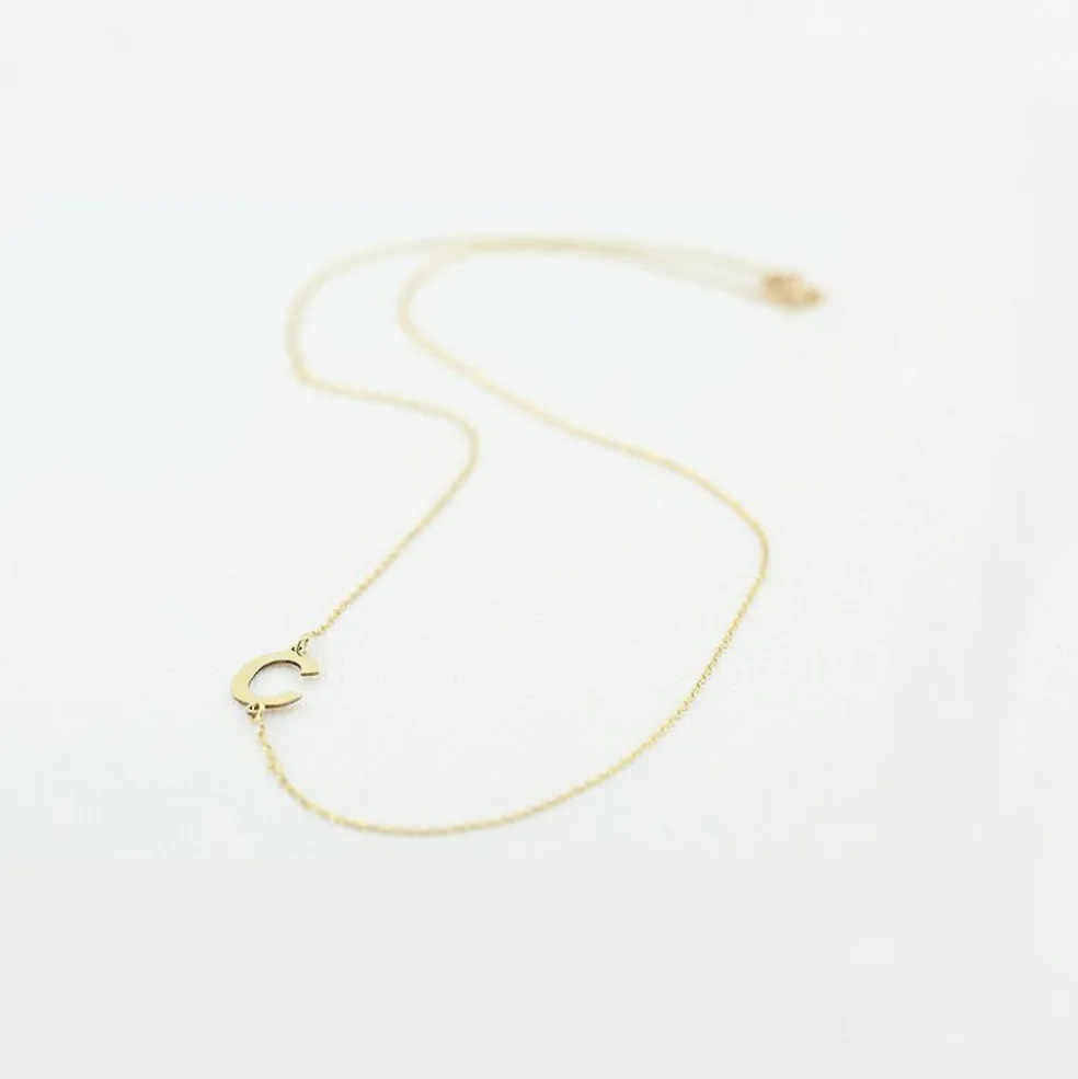14k Sideways Initial Necklace