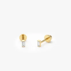 14K Single Baguette Helix Piercing