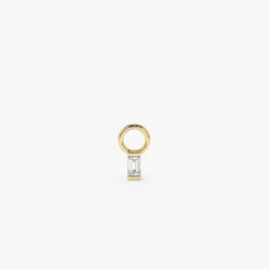 14k Single Baguette Hoop Charm