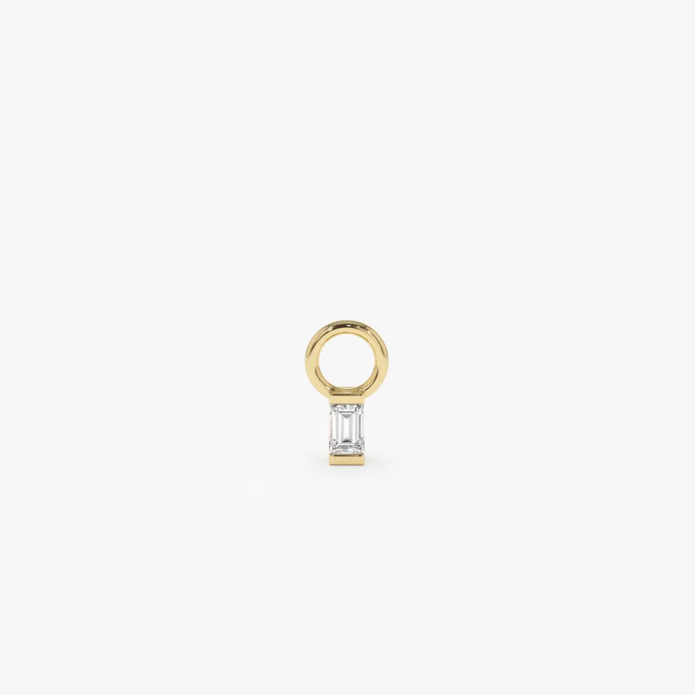 14k Single Baguette Hoop Charm