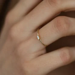 14K Single Baguette Solitaire Diamond Ring