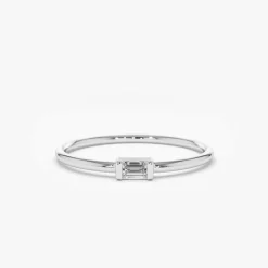 14K Single Baguette Solitaire Diamond Ring