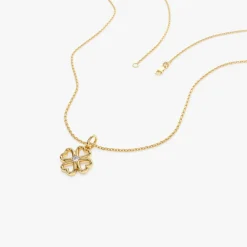 14k Single Diamond Clover Necklace