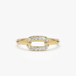 14k Single Link Diamond Ring