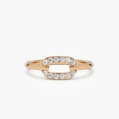 14k Single Link Diamond Ring
